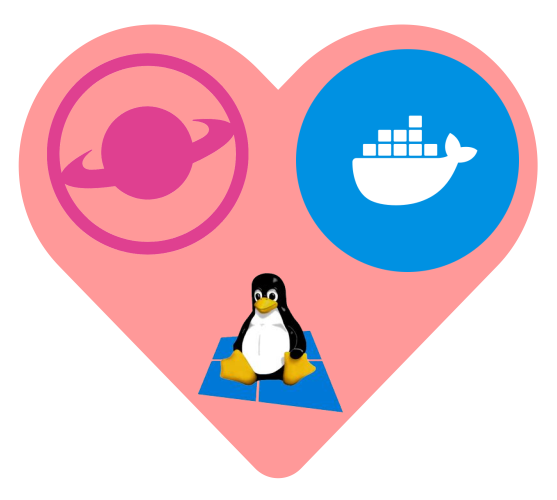 Heart with logos for Lando, Docker and WSL2